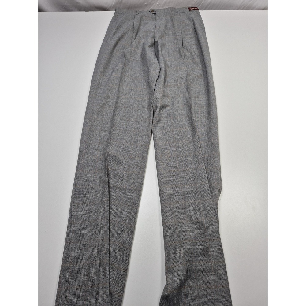 VTG Racquet Club Dress Pants Men's 33x36 Gray Tweed Check Pleated Straight